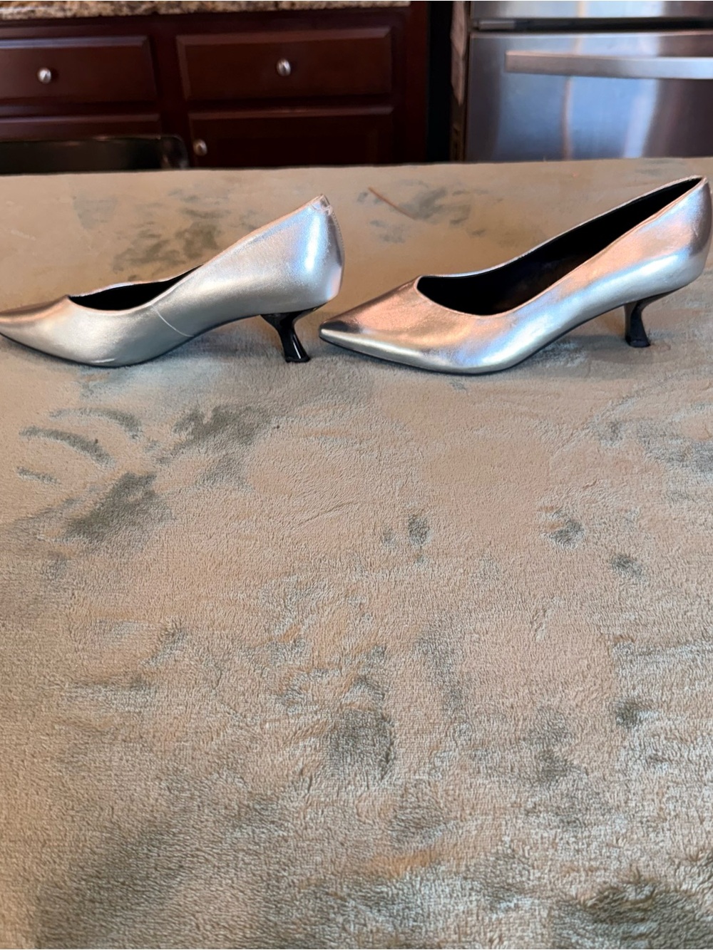 Sanctuary Silver Metallic Pointed Toe Kitten Heel Pumps Women’s Size 8M - Picture 3 of 12